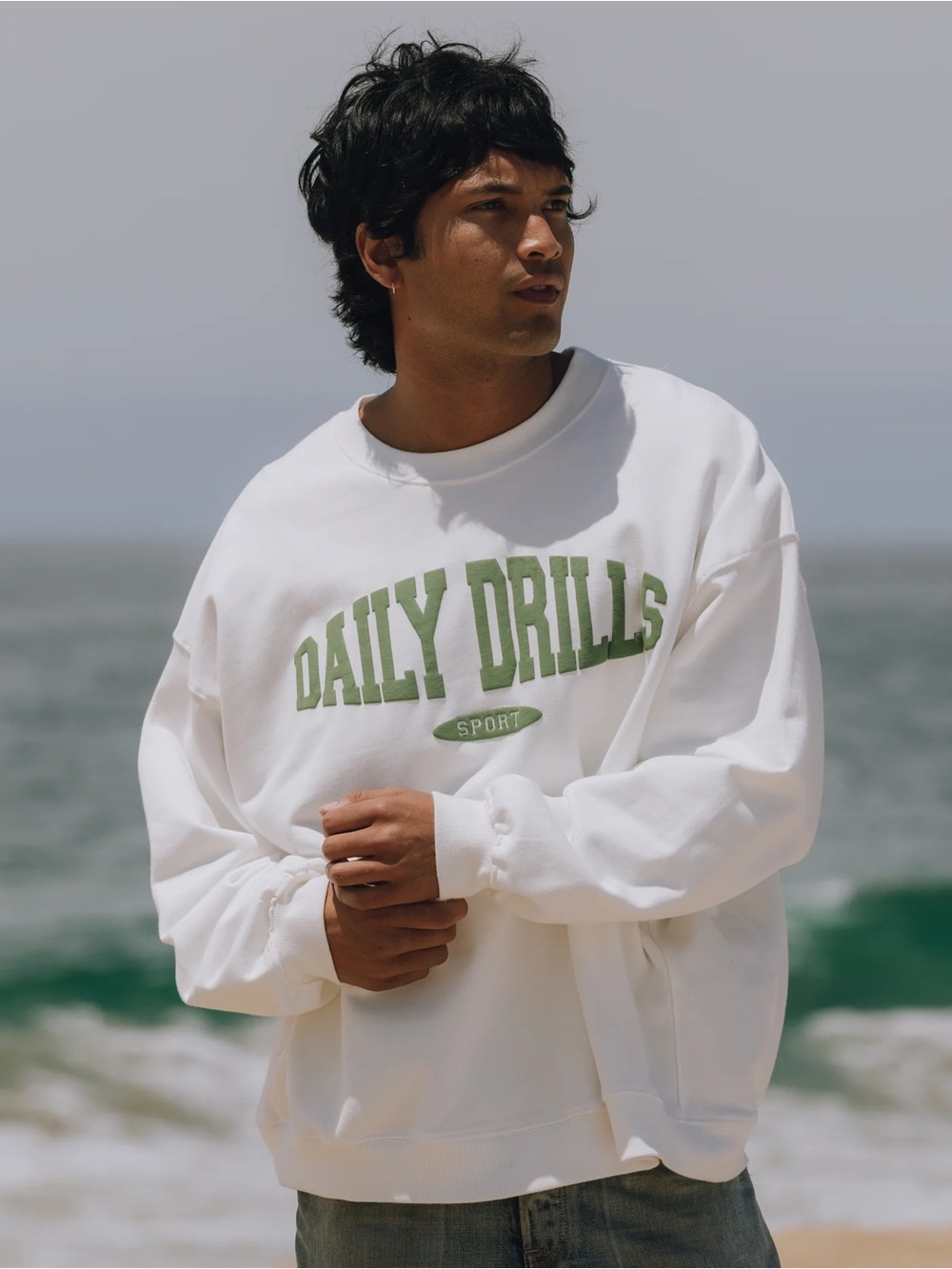 Daily Drills oversized sport crew in white - Picture 2 of 7